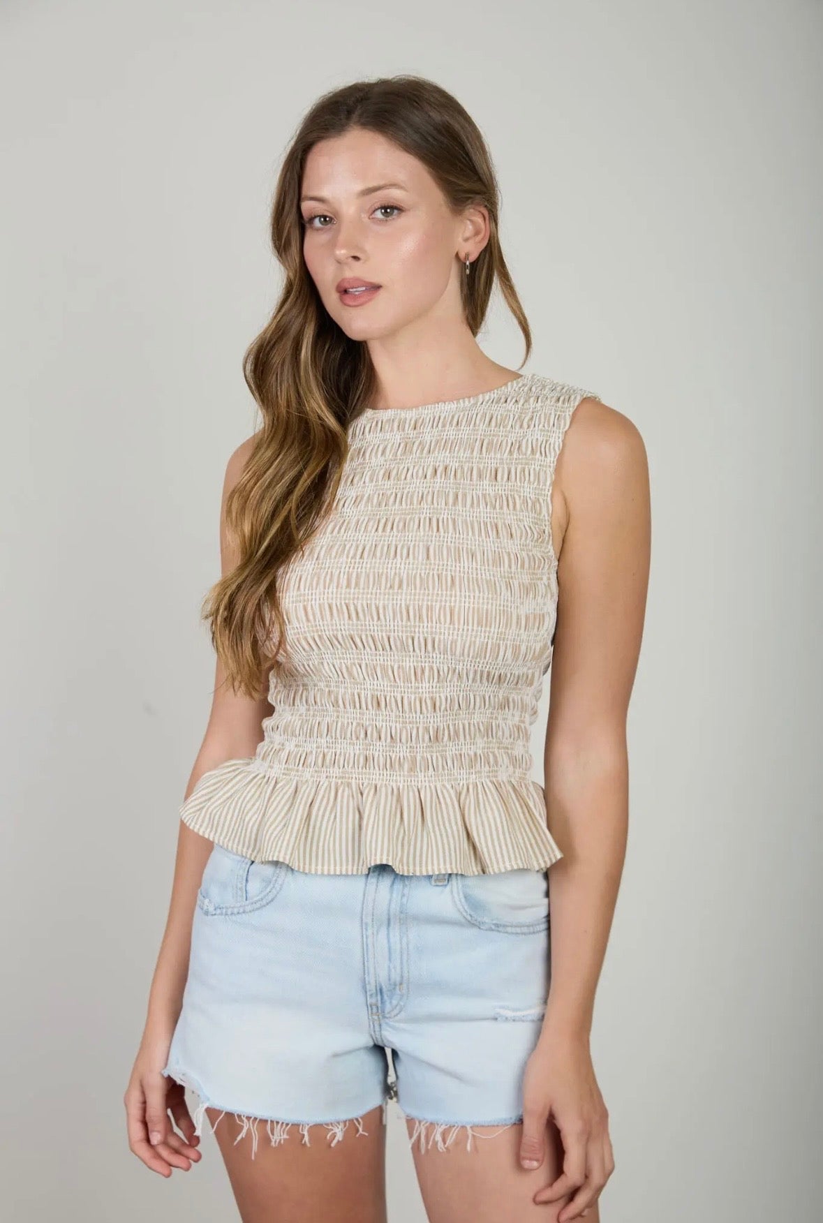 Stripe Smocked Blouse