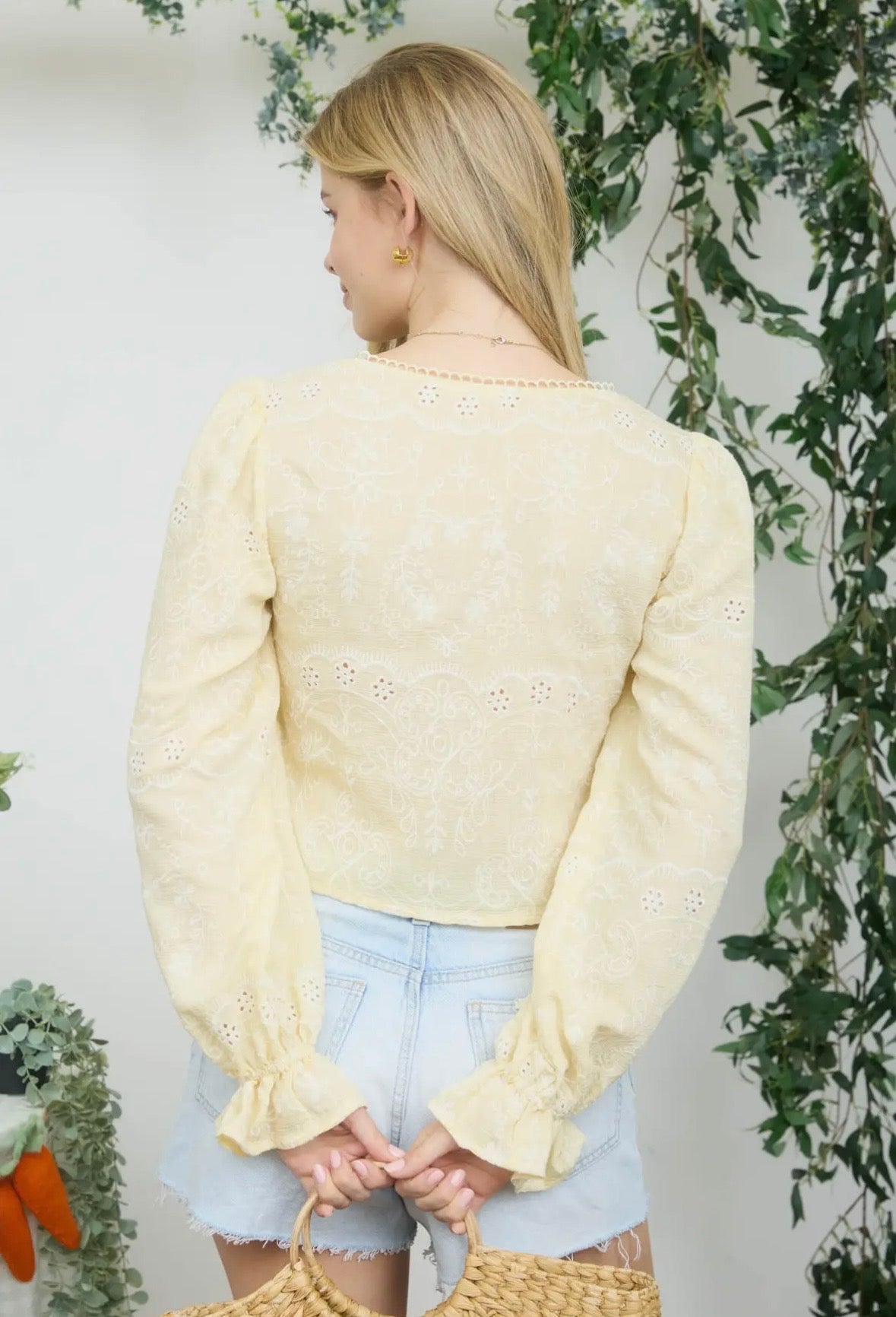 Embroidered Detail Tied Up Crop Top