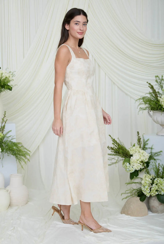 Floral Jacquard Sleeveless Midi