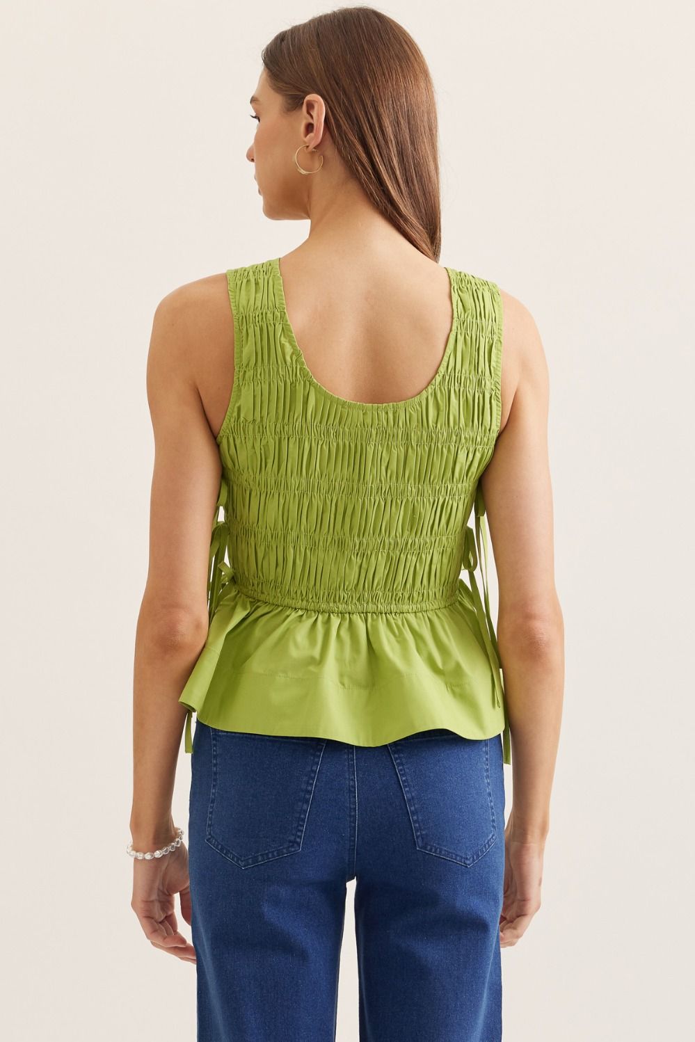 Smocked Bodice Sleeveless Top