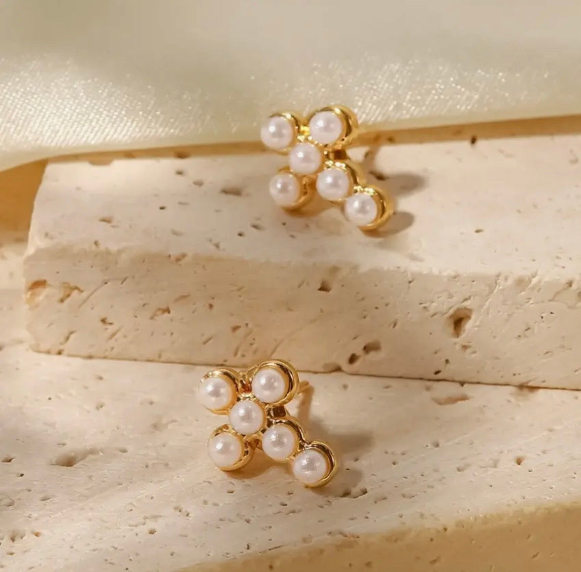 Pearly Cross Studs