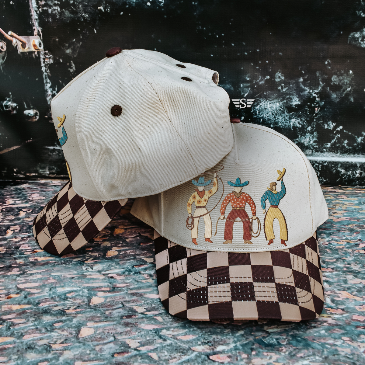 Neutral Vintage Cowboy Patchwork Canvas Magna Pony® Cap