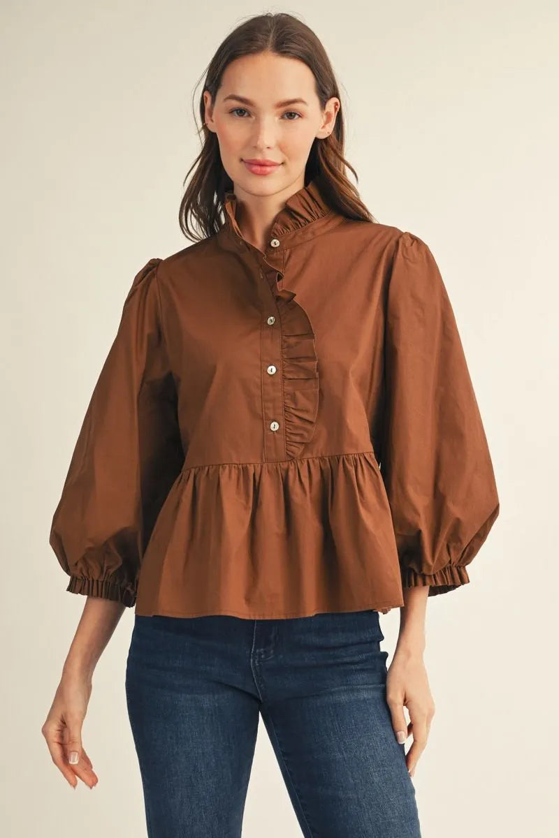 Ruffle Button Blouse