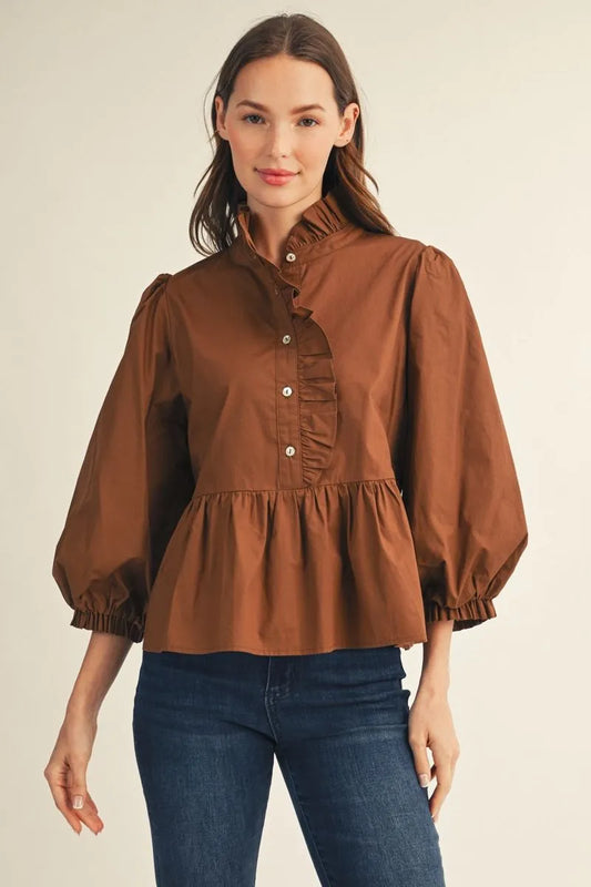 Ruffle Button Blouse