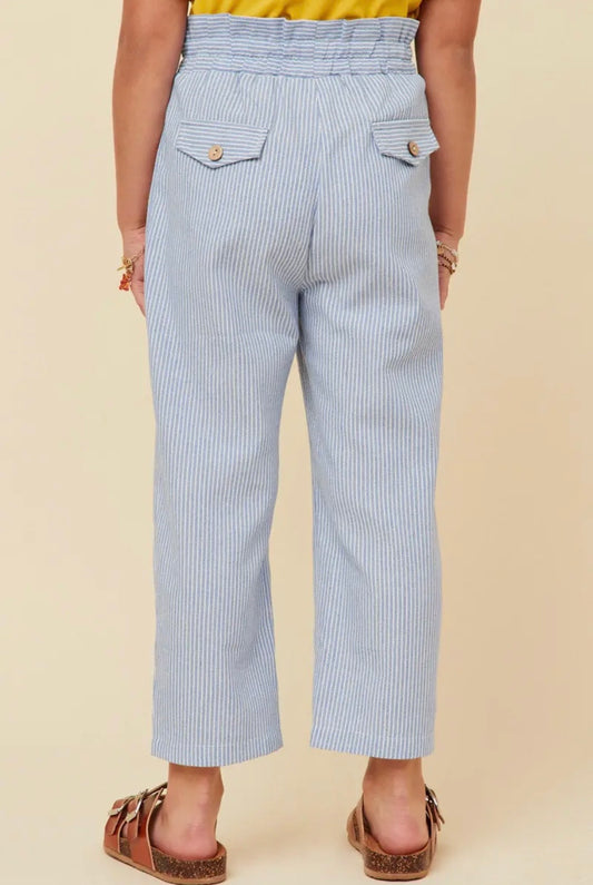 Girls Striped Paperbag Pants