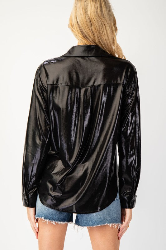 Metallic Long Sleeve Blouse