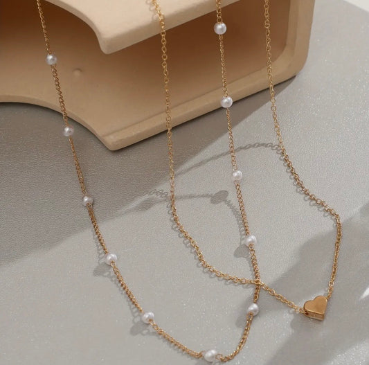 Heart & Pearl Layering Necklaces
