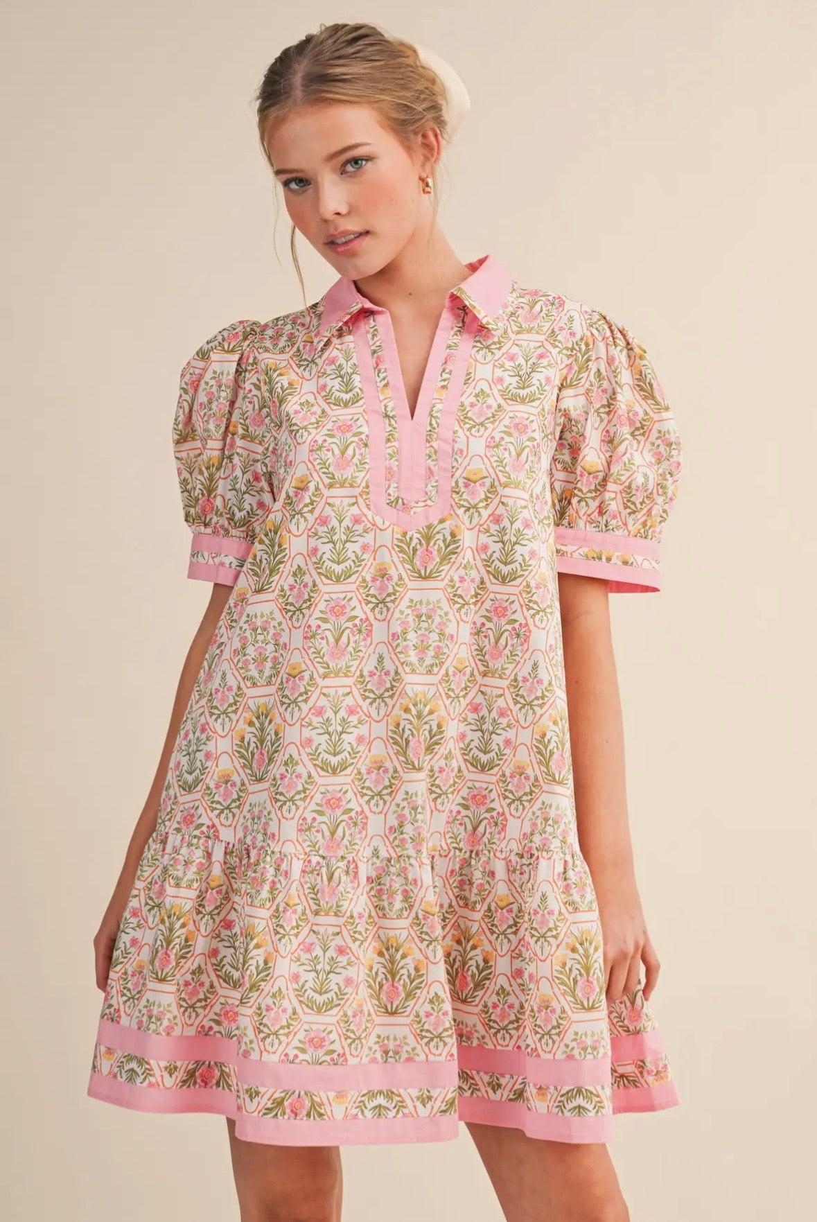 Collared Multi Floral Dress