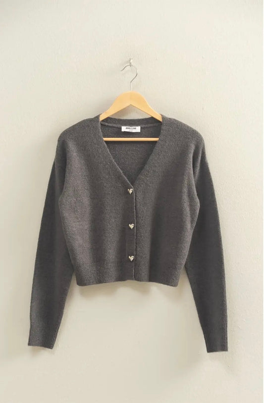 Heart Button Cropped Cardi