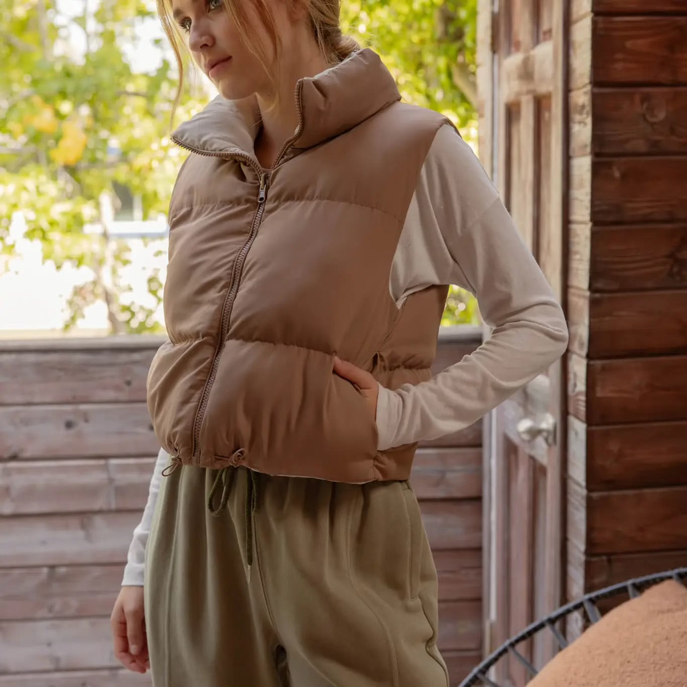 Reversible Zip UP Cropped Puffer Vest