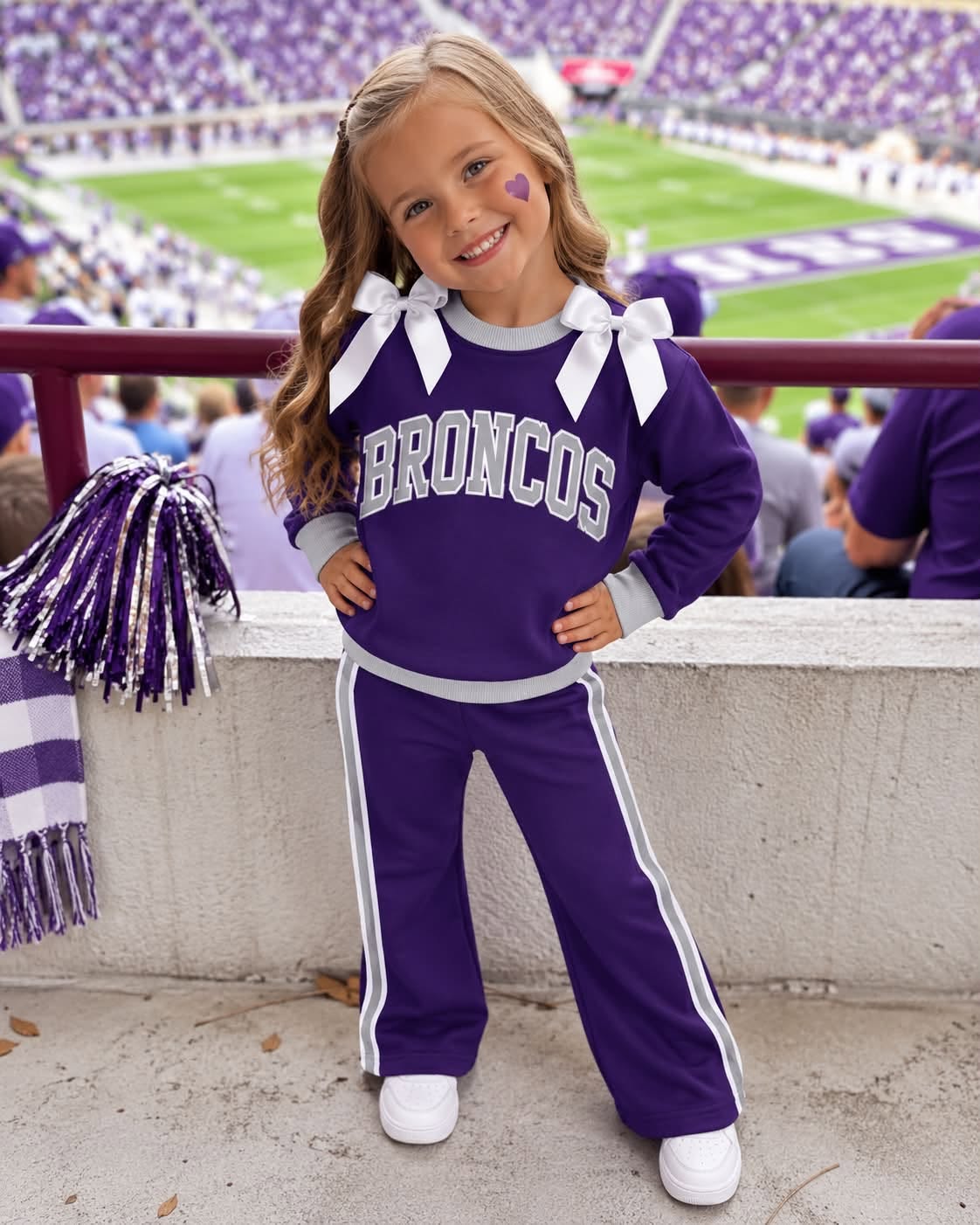 KIDS- Bow sweatshirt set BRONCOS