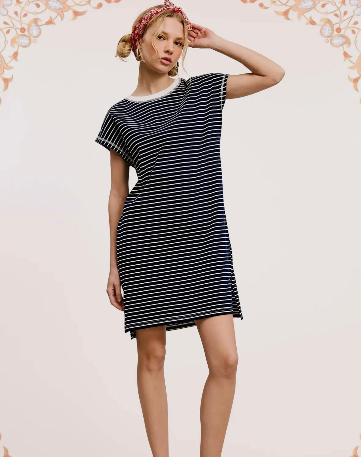 High Low Side Slit Striped Dress
