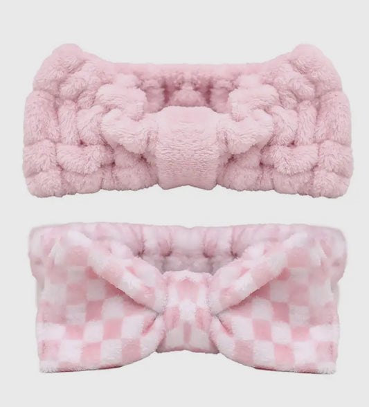 Plush Pink & White Checkered Headband