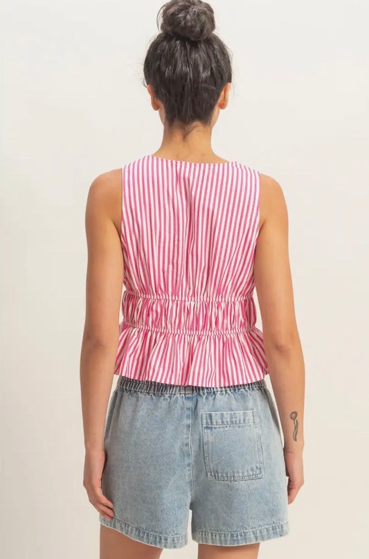 Striped Cinch Waist Tank