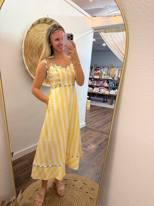 Mellow Yellow Striped Midi Dress