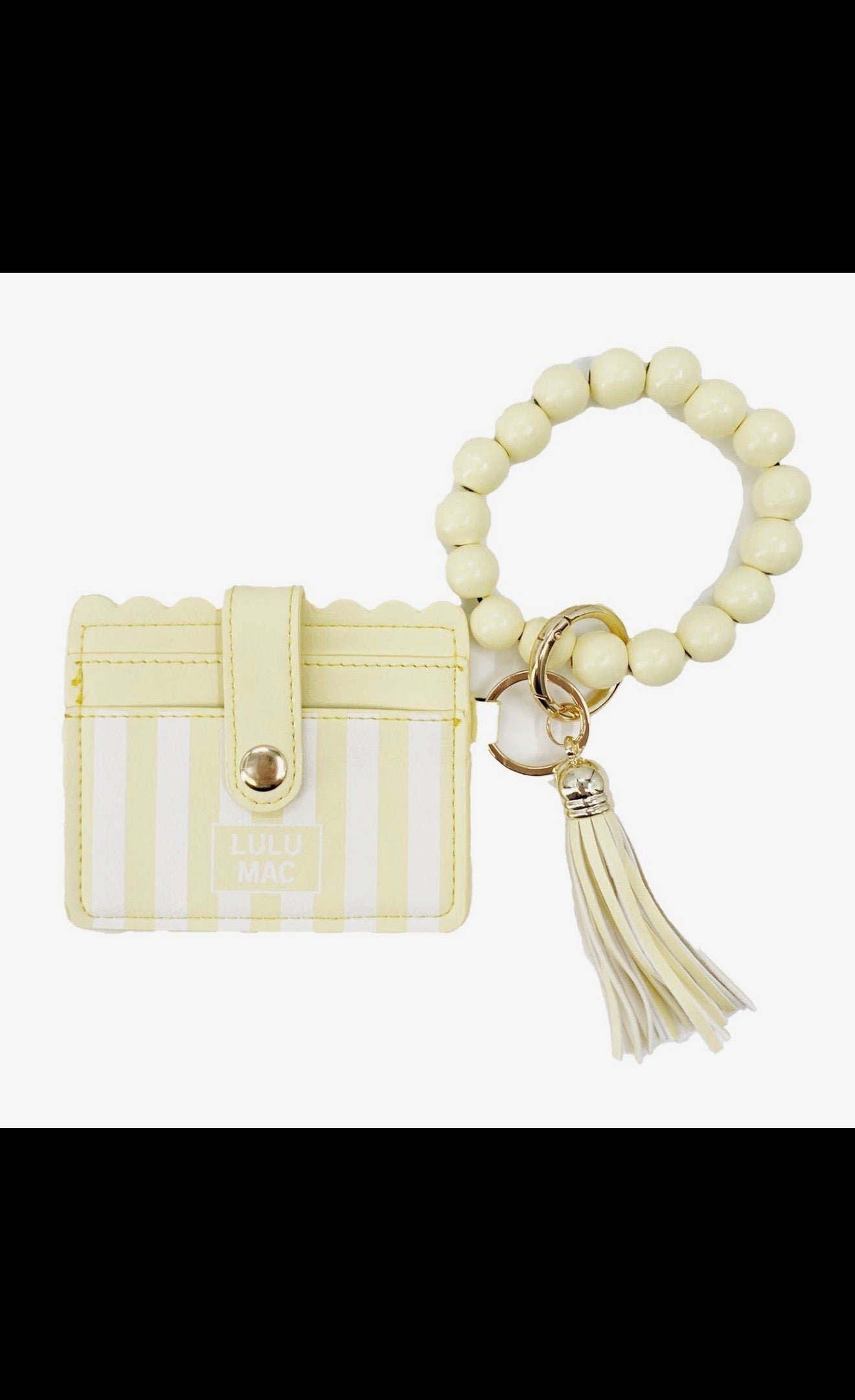 LULU MAC yellow beaded wristlet