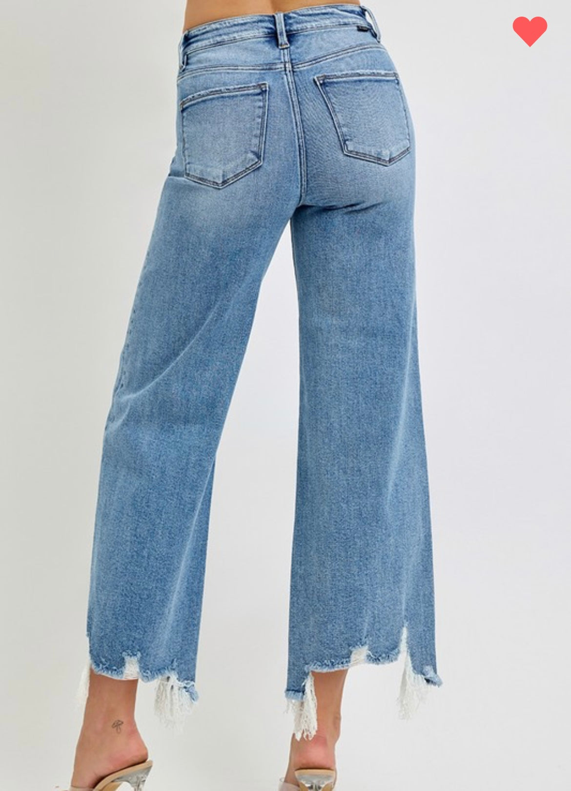 High Rise Crop Wide Step Hem Jeans