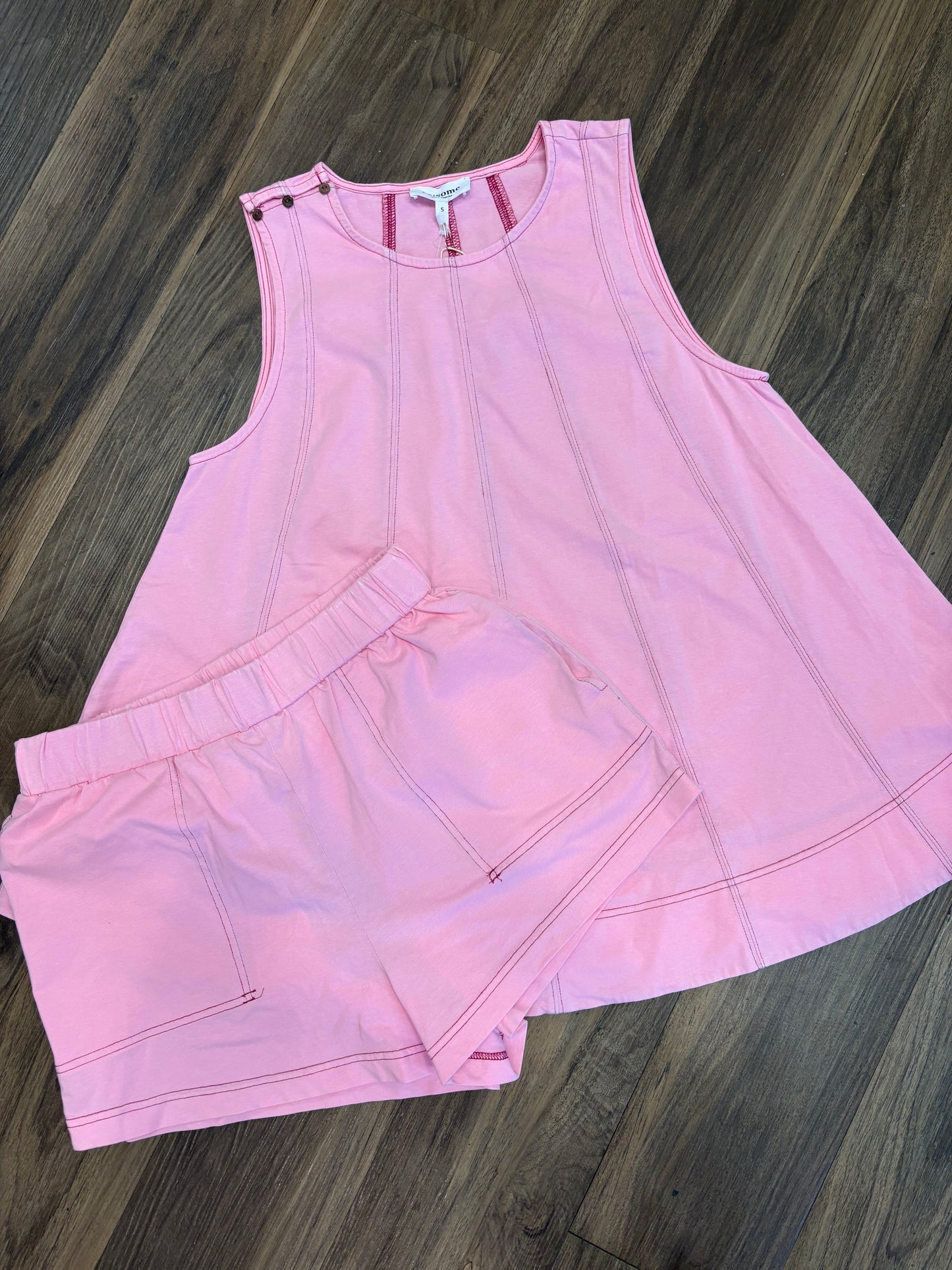 Mineral Topstitch Sleeveless Swing Short Set