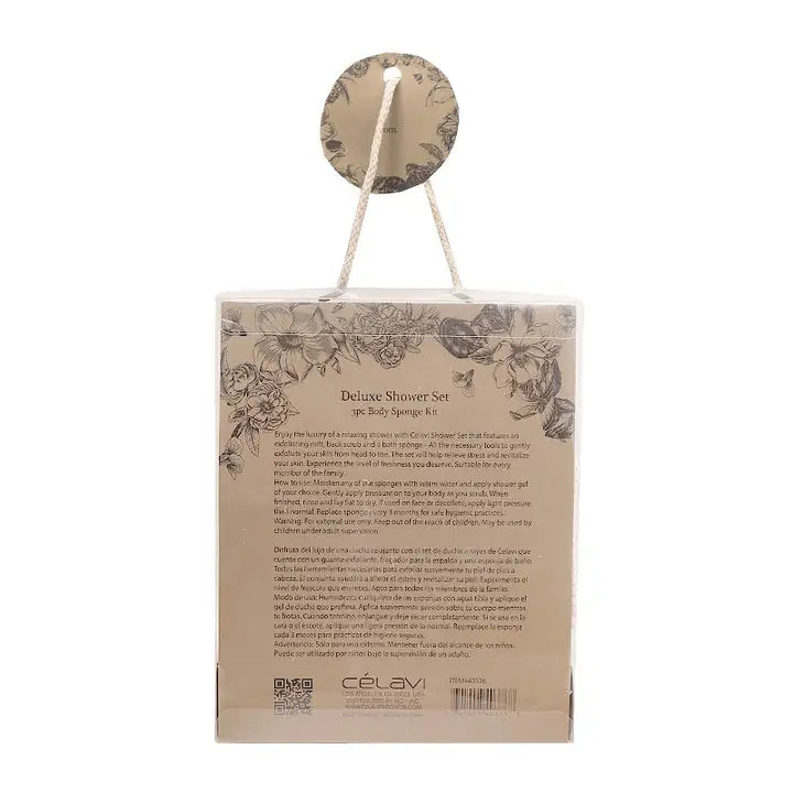 Deluxe Shower Set 3pc Body Sponge Kit