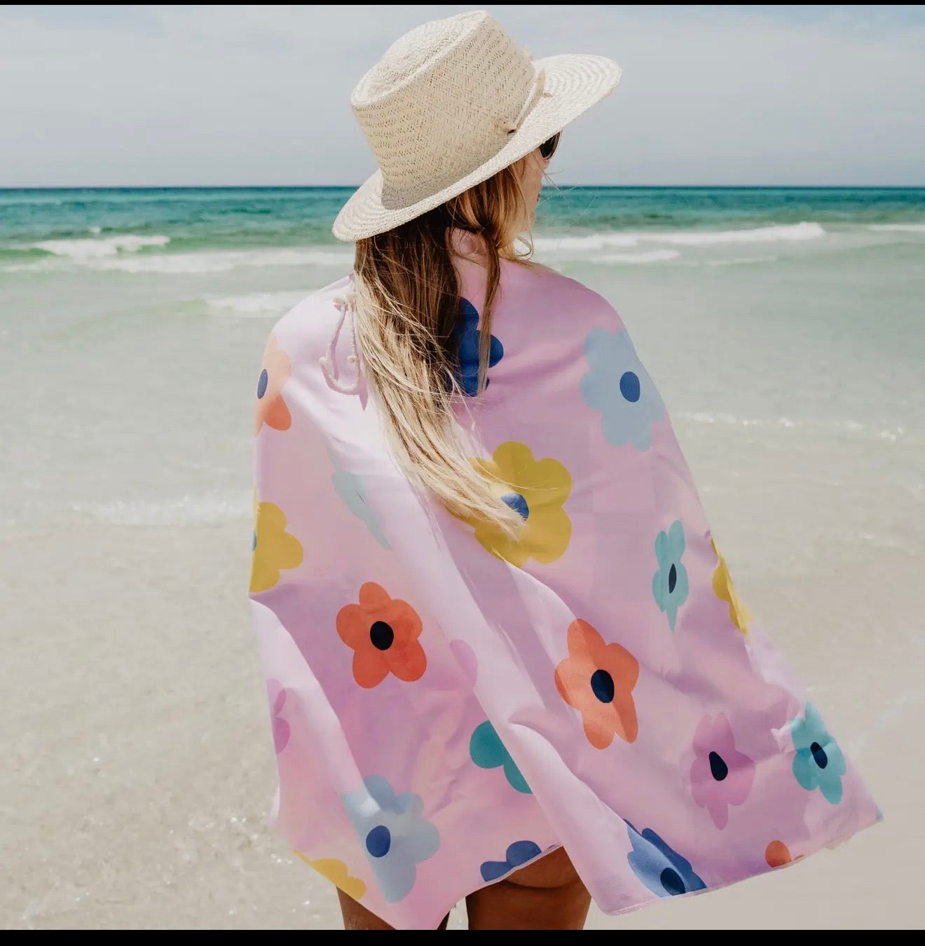 Flowers & Checkered Quick Dry Towel 