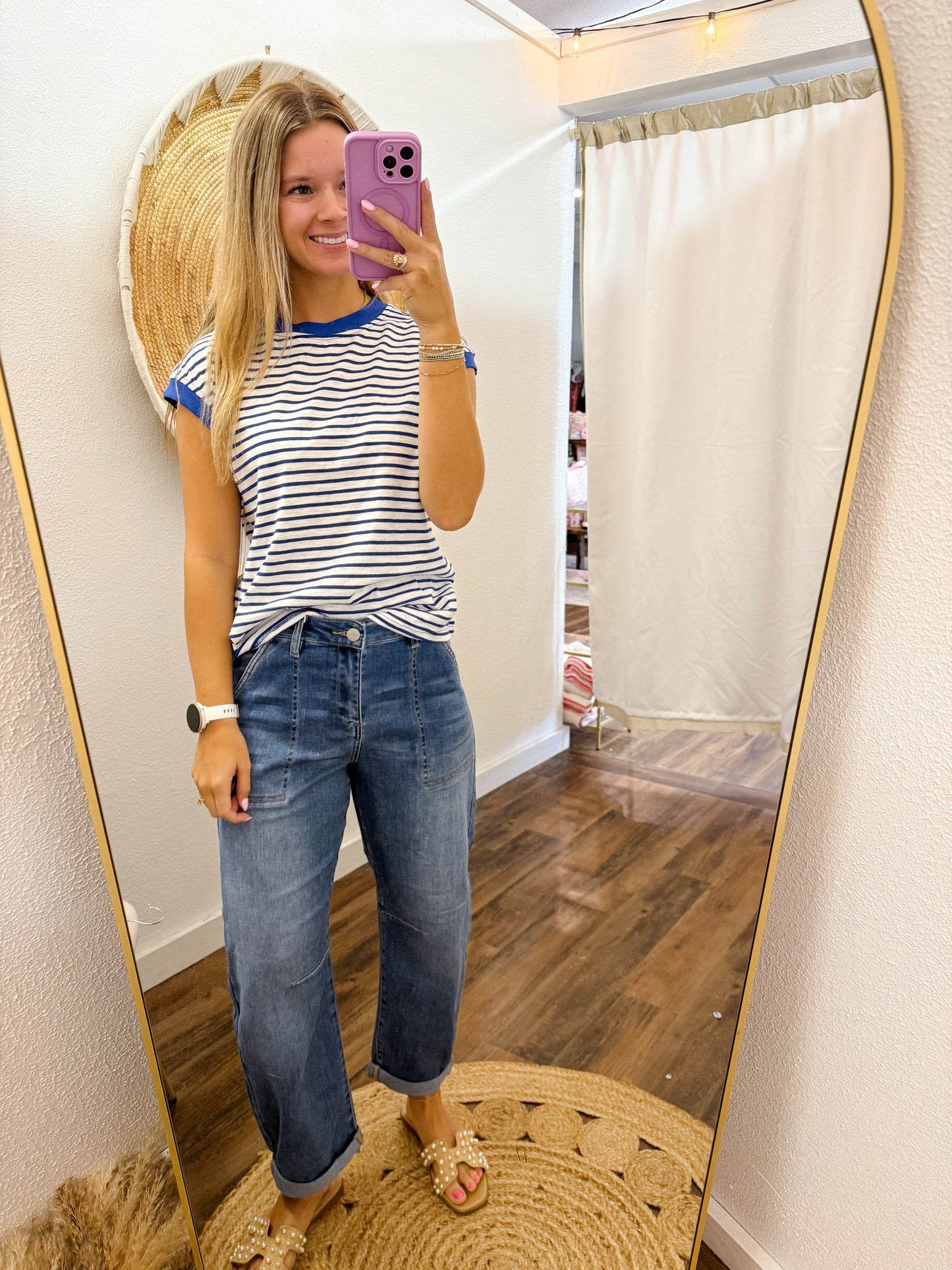 Nautical Cap Sleeve Top