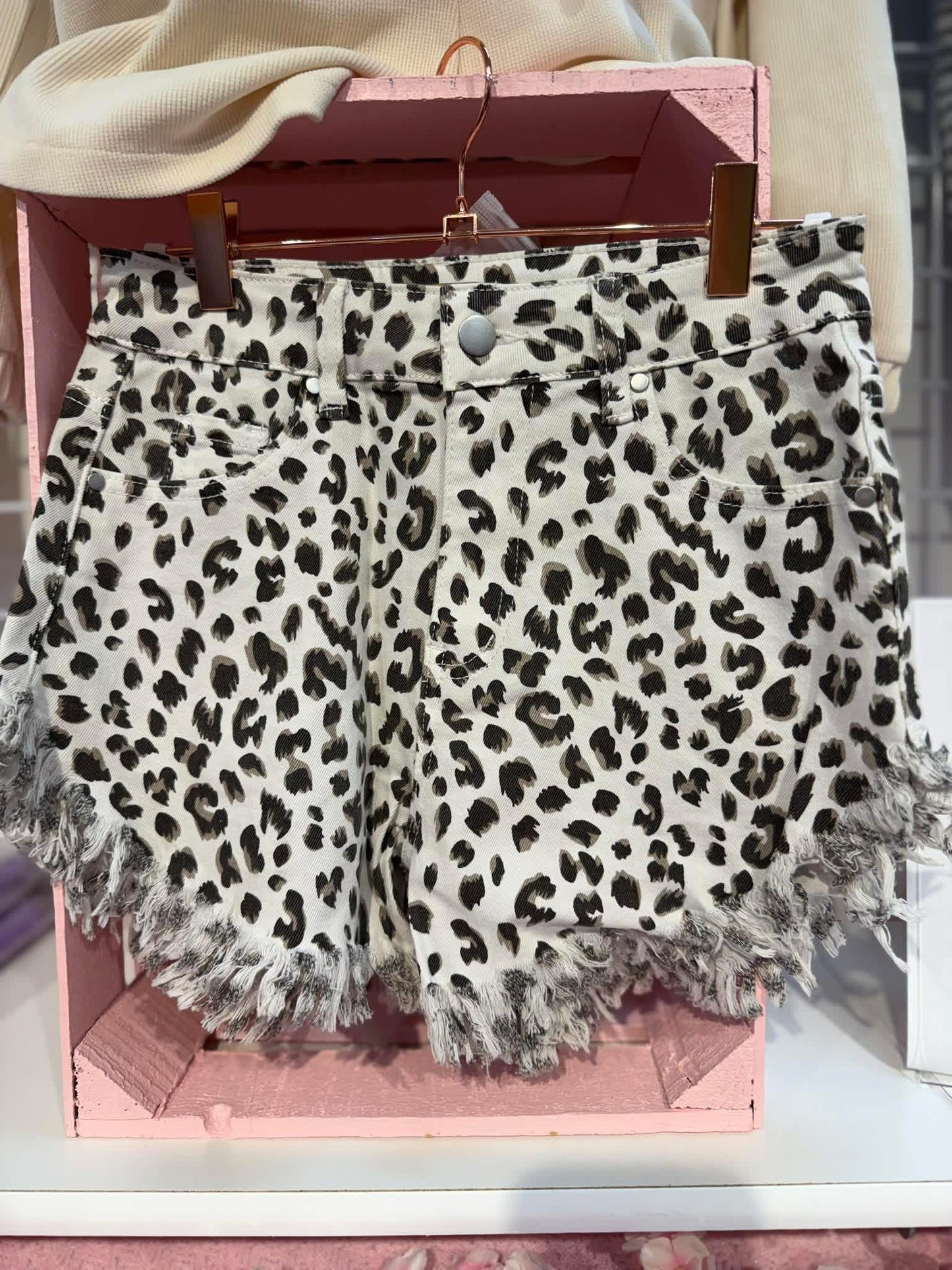 Leopard Denim Shorts