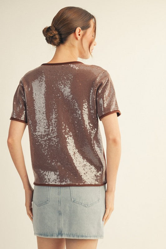 Tiny Sequins Covered Sweater Top