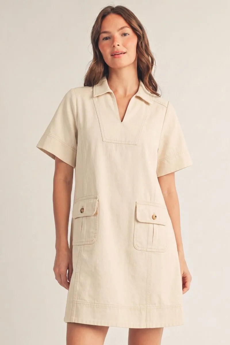 Notched Shift Dress