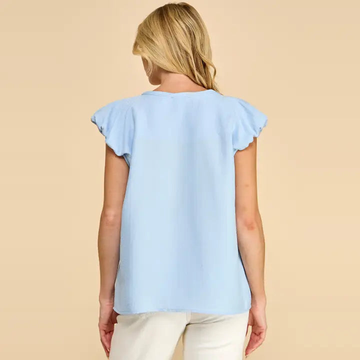 Textured Flutter Sleeve Top with An Easy Flowy Fit
