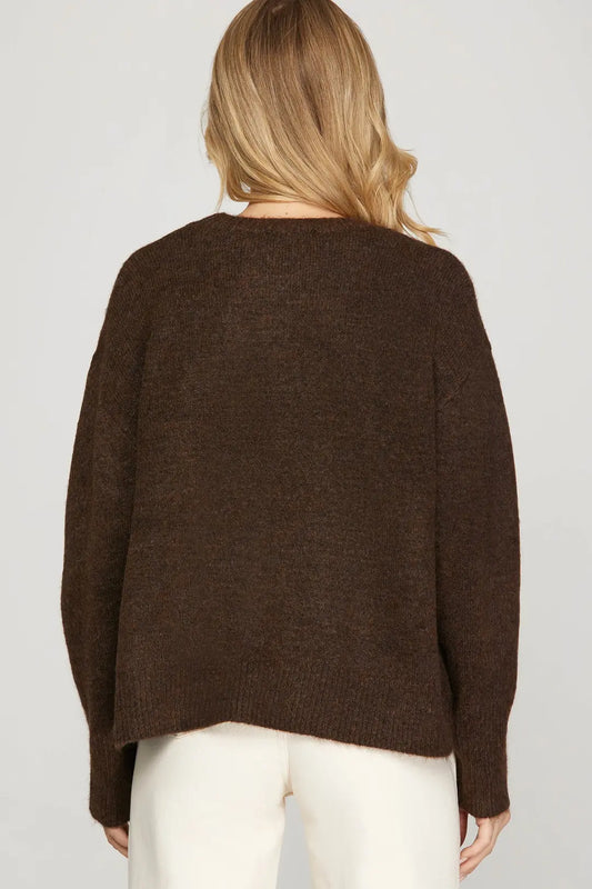 LONG SLEEVE ROUND NECK SWEATER TOP