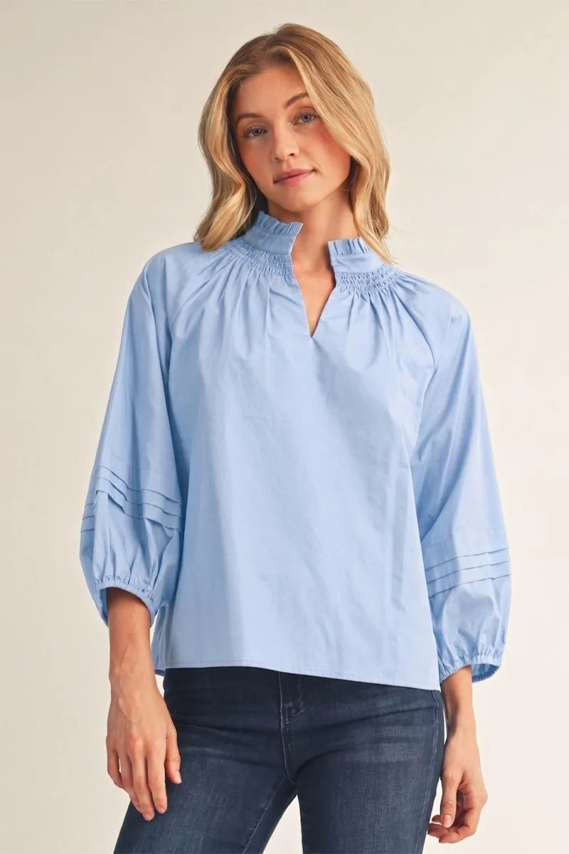 Ruffle & Pleats 3/4 Blouse