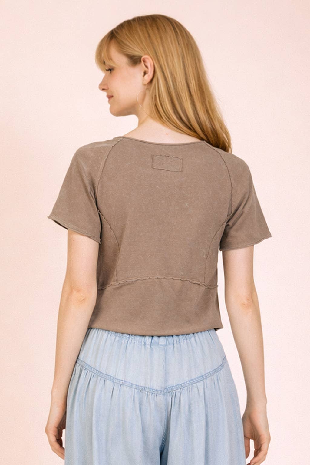 Mineral Washed Fitted Casual Crop