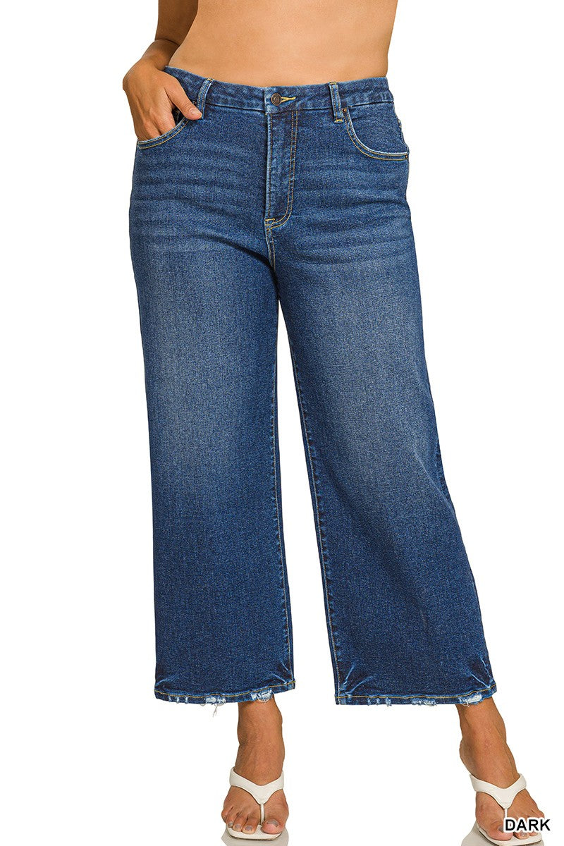 Plus Cropped Wide Leg Denim Pants
