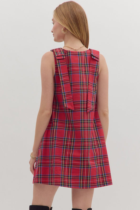Plaid Sleeveless Mini Dress