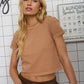 WASHED SHORT SLEEVE CROPPED KNIT T-SHIRT