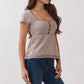 JT57348S - STRIPE SQUARE NK HENLEY BABYDOLL TEE