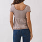 JT57348S - STRIPE SQUARE NK HENLEY BABYDOLL TEE