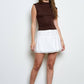 REVERSIBLE FUNNEL NECK SCRUNCH KNIT TOP