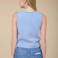 RAW EDGE BUTTON DOWN KNIT CARDIGAN VEST TOP