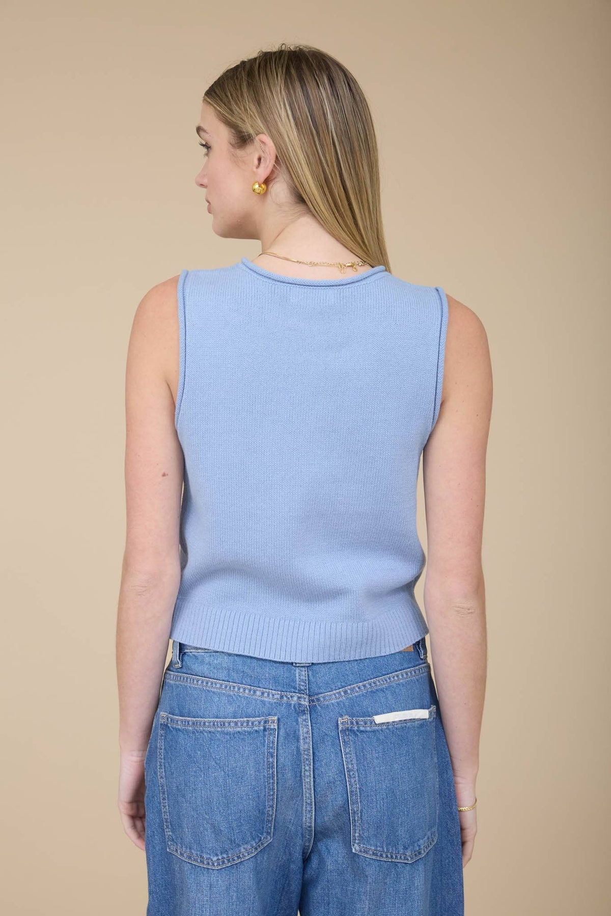 RAW EDGE BUTTON DOWN KNIT CARDIGAN VEST TOP