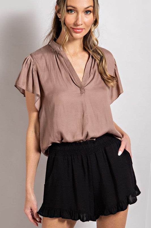 Casual V-neck Short Sleeve Blouse