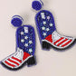 4TH of July Seedbead Boot Flag Drop Earrings