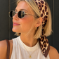 Leopard Print Satin Silk Square Scarf