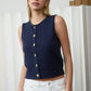 RAW EDGE BUTTON DOWN KNIT CARDIGAN VEST TOP
