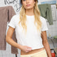 WASHED SHORT SLEEVE CROPPED KNIT T-SHIRT