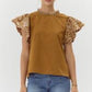 JODIFL TOFFEE floral lace blouse