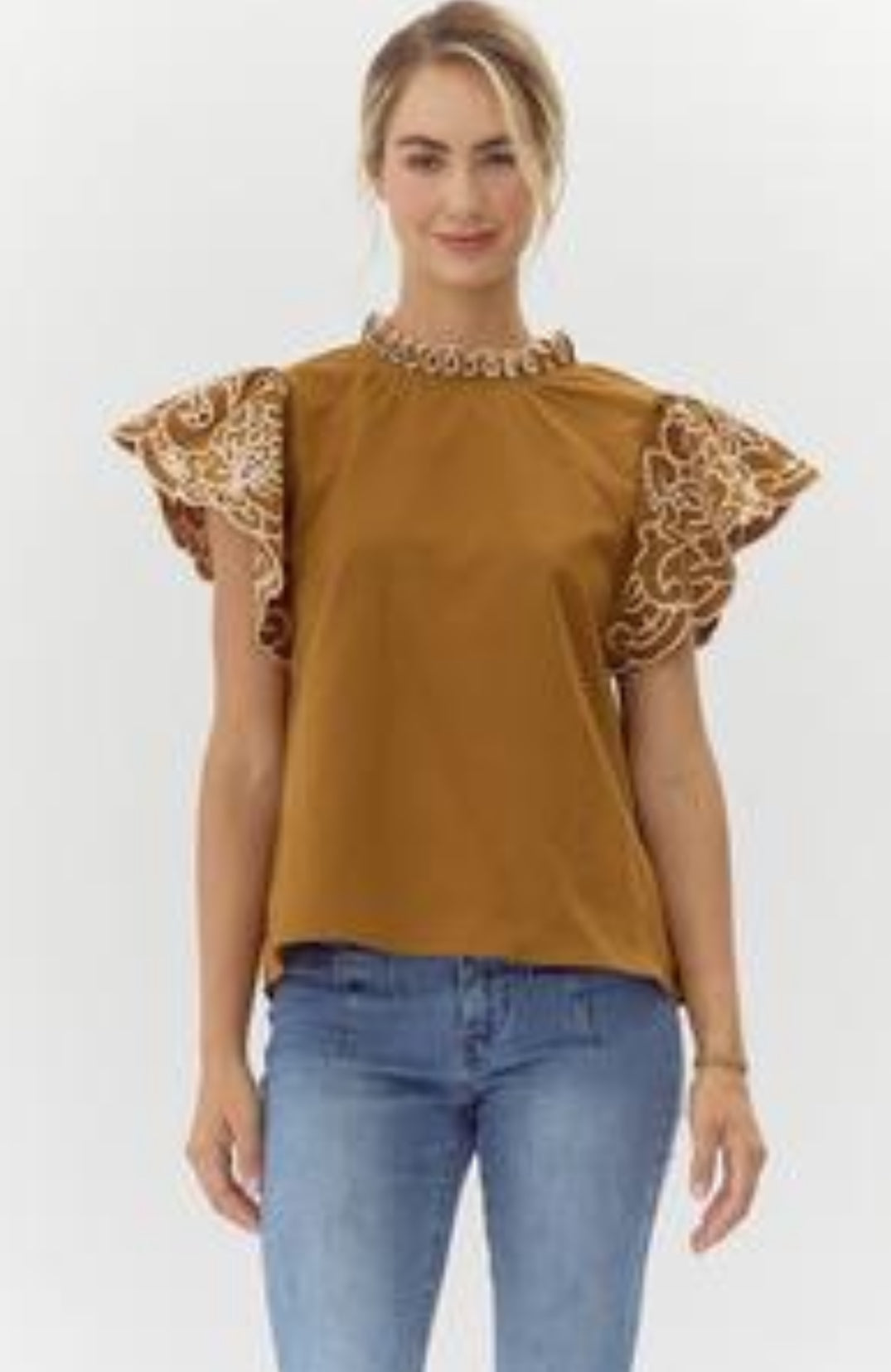 JODIFL TOFFEE floral lace blouse