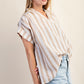 GIGIO striped oversized v-neck pullover