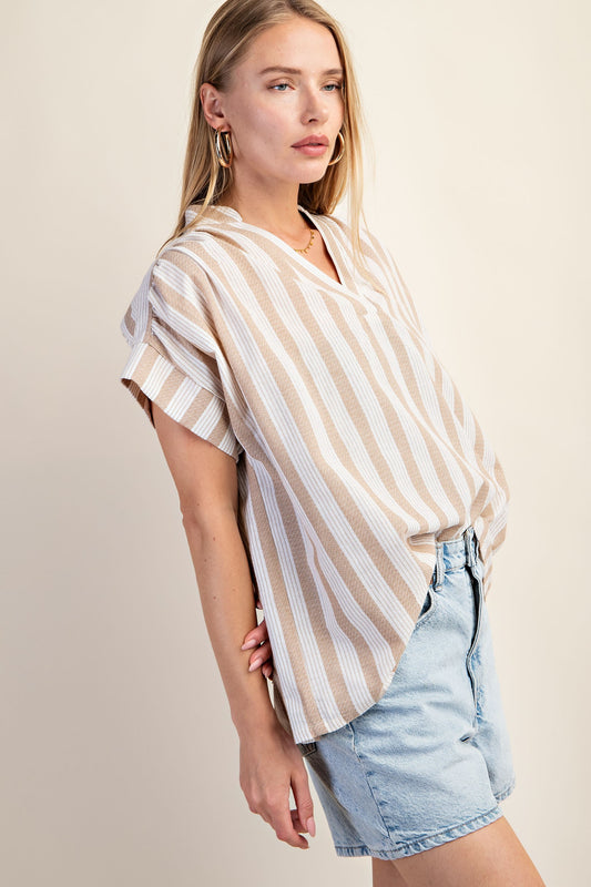 GIGIO striped oversized v-neck pullover