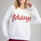Holiday Glitter Text Round Neck Sweater